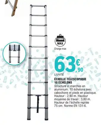 E.Leclerc Brico ÉCHELLE TÉLESCOPIQUE 10 ÉCHELONS offre