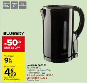 Carrefour Market Bouilloire sans fil offre