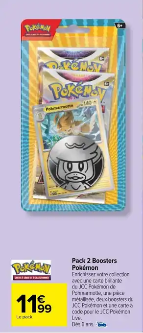 Carrefour Market Pack 2 Boosters Pokémon offre