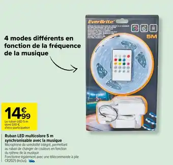 Carrefour Market Ruban LED multicolore 5 m synchronisable avec la musique offre