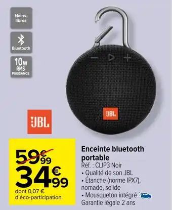 Carrefour Market Enceinte bluetooth portable offre