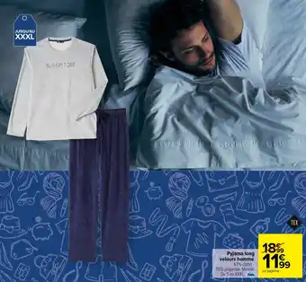 Carrefour Market Pyjama long velours homme offre