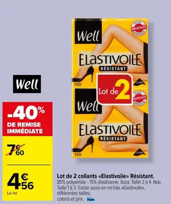 Carrefour Market Lot de 2 collants «Elastivoile»> Résistant offre