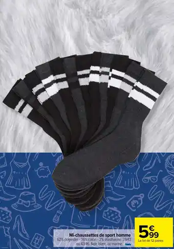 Carrefour Market Mi-chaussettes de sport homme offre