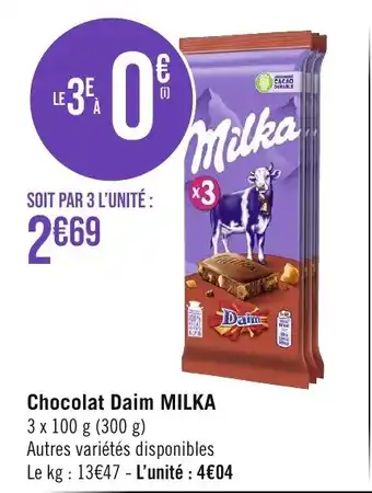 Géant Casino Chocolat Daim MILKA offre