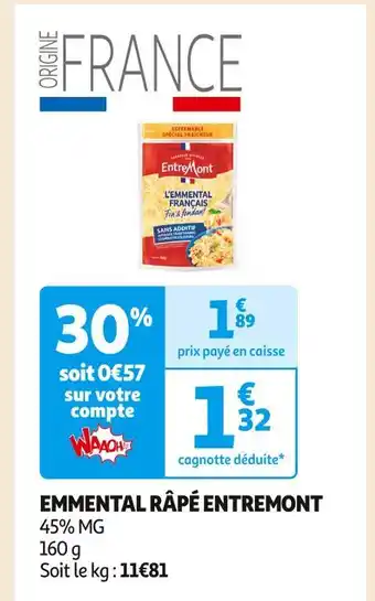 Auchan Supermarché Entremont emmental râpé offre