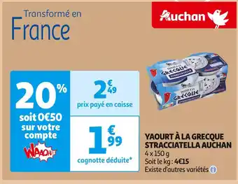 Auchan Supermarché Auchan yaourt à la grecque stracciatella offre