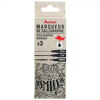 3 marqueurs de calligraphie auchan