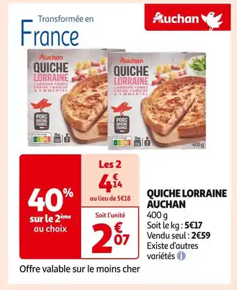 Auchan Supermarché Auchan quiche lorraine offre