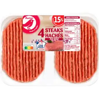 Auchan 4 steaks hachés pur bœuf auchan offre