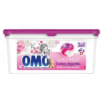 Auchan Lessive capsule 3en1 rose & lilas blanc omo offre