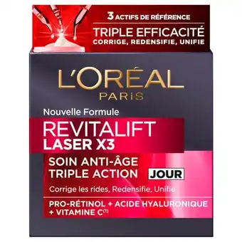 Auchan Crème de jour anti-âge triple action l'oréal revitalift laser 3 offre