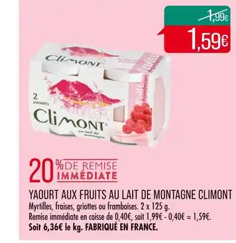 Match Climont yaourt aux fruits au lait de montagne offre