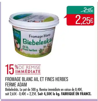 Match Ferme adam fromage blanc ail et fines herbes offre