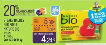 Match Steaks hachés pur boeuf nature bio offre
