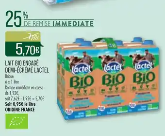 Match Lait bio engagé demi-écrémé lactel offre
