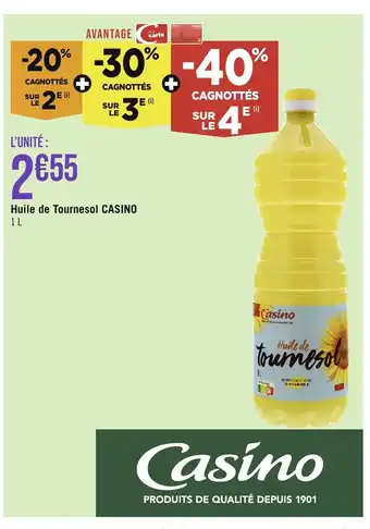 Géant Casino Huile de Tournesol CASINO 1L offre