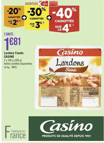 Géant Casino Lardons Fumés CASINO offre