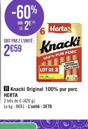 Géant Casino B Knacki Original 100% pur porc HERTA offre