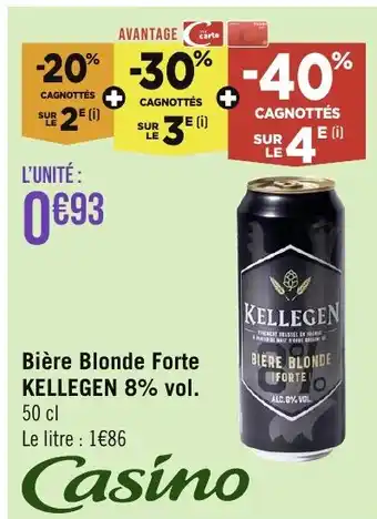 Géant Casino Bière Blonde Forte KELLEGEN 8% vol. 50 cl offre