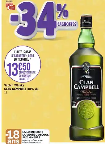 Géant Casino Scotch Whisky CLAN CAMPBELL 40% vol. offre