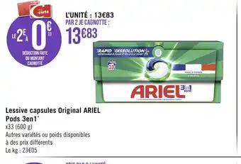Géant Casino Lessive capsules Original ARIEL Pods 3en1 offre