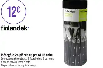 Géant Casino Ménagère 24 pièces en pot CLUB noire offre
