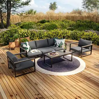 Bricorama Salon de jardin aluminium et polywood 5 places couleur gris - vincennes offre