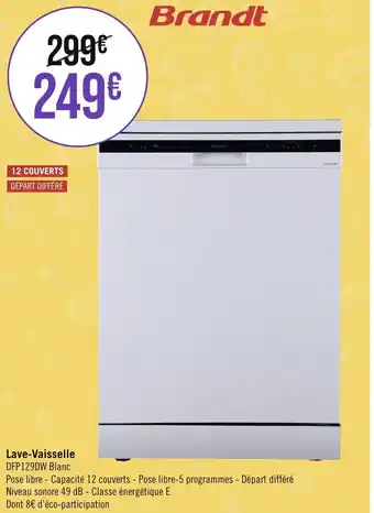 Géant Casino Lave-Vaisselle DFP129DW Blanc offre