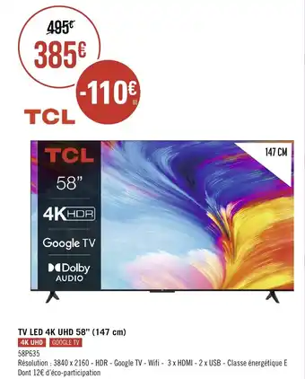 TV LED 4K UHD 58" (147 cm)