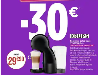 Géant Casino Nespresso Dolce Gusto YY4395FD Gris offre