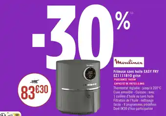 Géant Casino Friteuse sans huile EASY FRY EZ1111B10 grise offre
