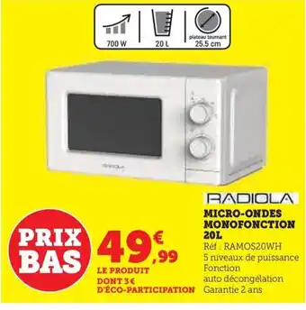 Super U MICRO-ONDES MONOFONCTION offre