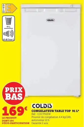 Super U CONGELATEUR TABLE TOP 91 L* offre