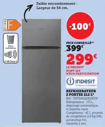 Super U REFRIGERATEUR 2 PORTES 212 L offre
