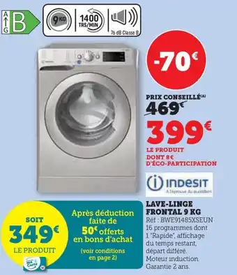 Super U LAVE-LINGE FRONTAL 9 KG offre