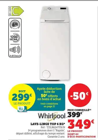 Super U LAVE-LINGE TOP 6 KG* offre