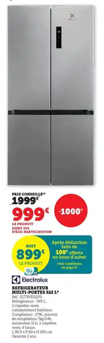 Super U REFRIGERATEUR MULTI-PORTES 522 L offre