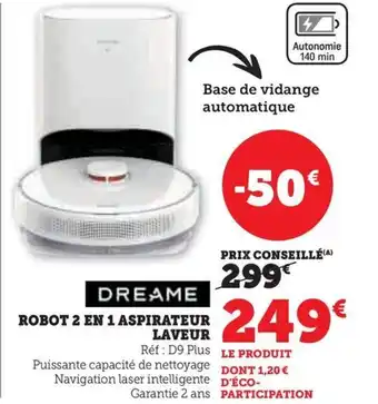 Super U ROBOT 2 EN 1 ASPIRATEUR LAVEUR offre