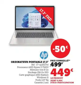 Super U ORDINATEUR PORTABLE 17,3" offre