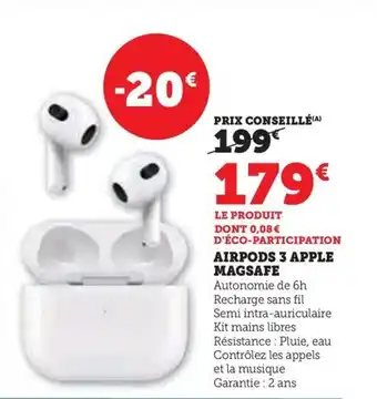 Super U AIRPODS 3 APPLE MAGSAFE offre