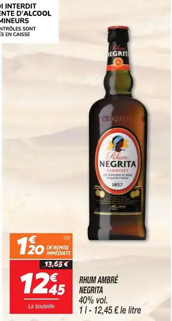 Netto RHUM AMBRÉ NEGRITA offre