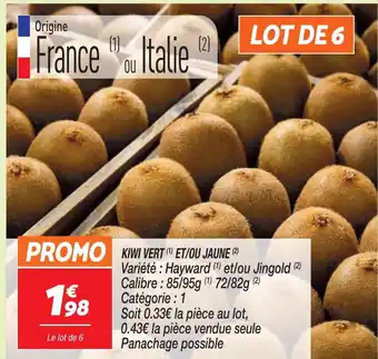 Netto KIWI VERT (¹) ET/OU JAUNE (2) offre