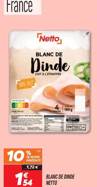 Netto BLANC DE DINDE NETTO offre