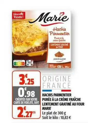 Hachis Parmentier Purée à La Crème Fraîche Lentement Gratiné Au Four Marie