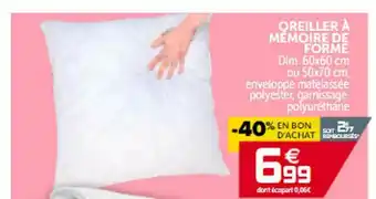 Gifi Oreiller à Mémoire De Forme offre