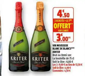 Coccinelle Express Vin Mousseux Blanc De Blancs*** Kriter offre