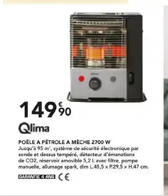 Qlima Poêle à Pétrole à Mèche 2700 W