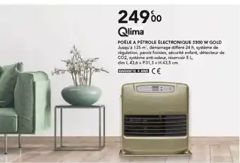 Qlima Poêle à Pétrole électronique 3300 W Gold