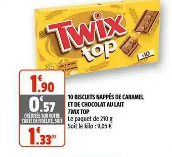 Coccinelle Supermarché 10 Biscuits Nappés De Caramel Et De Chocolat Au Lait Twix Top offre